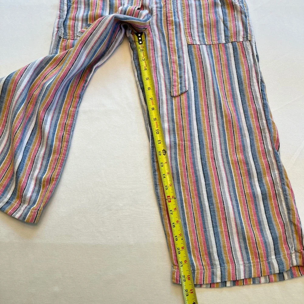 Seven7 Multi Color Striped Wide Leg High Rise Linen Blend Pants Size 6